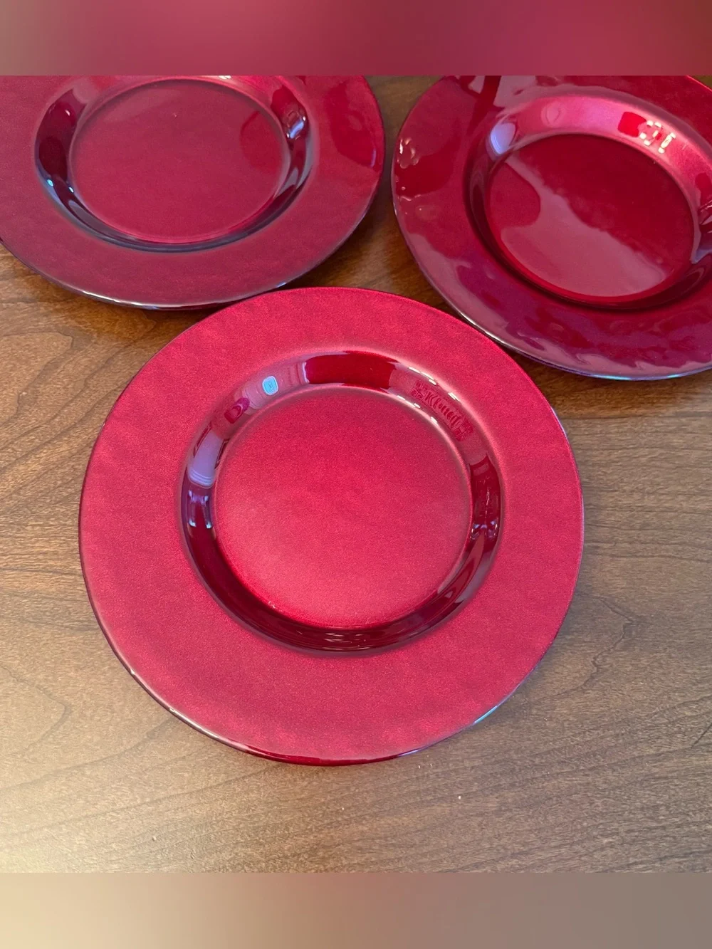 Set of 4 Vintage Pier 1 Imports Ruby Red 8.25” Glass Salad / Dessert Plates - #1